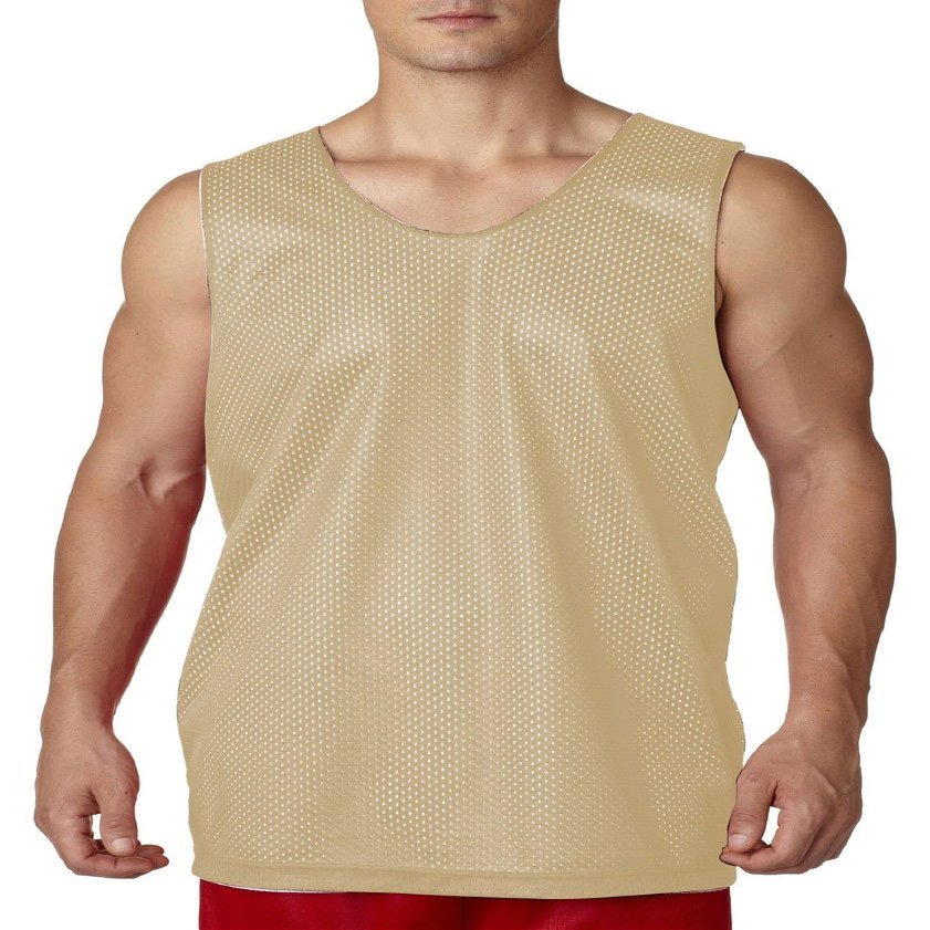 A4 Adult Reversible Mesh Tank, Vegas Gold/Wht, X-Large