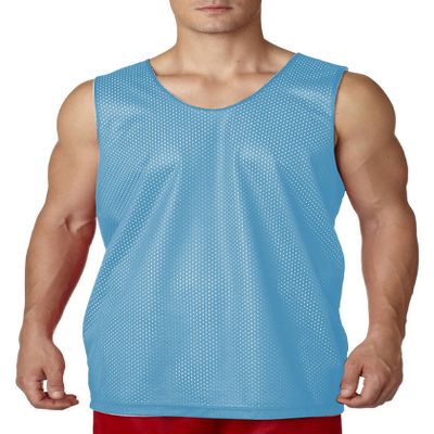 A4 Adult Reversible Mesh Tank, Light Blue/Wht, XXX-Large