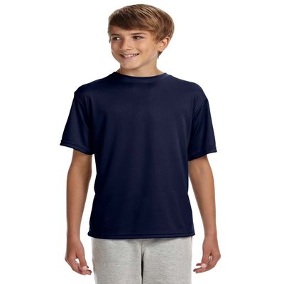 A4 Big Boys Cooling Performance Crew Neck Interlock T-Shirt, Navy, Large