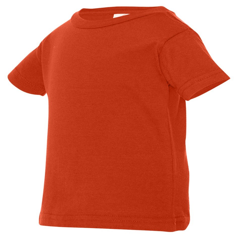 RABBIT SKINS Infant Fine Topstitch Ribbed Collar T-Shirt, Orange, 18 Months
