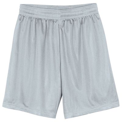 A4 Adult 9" Lined Micromesh Shorts, Silver, Small