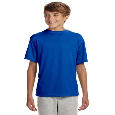 A4 Youth Cooling Performance Crew Neck Interlock T-Shirt, Royal, Large