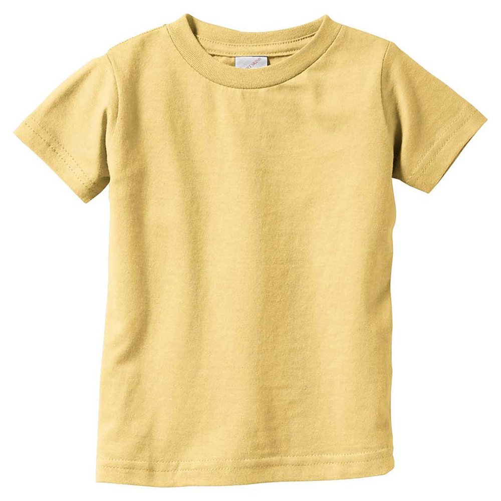 RABBIT SKINS Infant Fine Topstitch Ribbed Collar T-Shirt, Butter, 12 Months