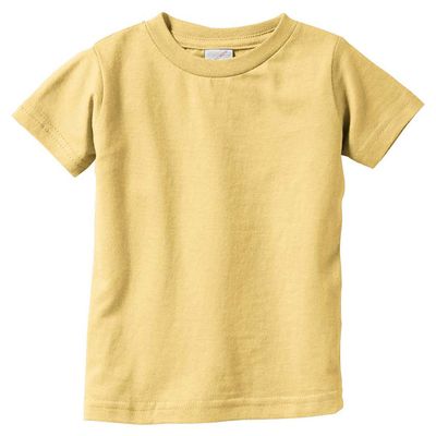 RABBIT SKINS Infant Fine Topstitch Ribbed Collar T-Shirt, Butter, 18 Months
