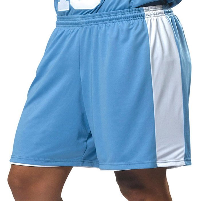 A4 Ladies 8" Reversible Moisture Management Short, Light Blue/Wht, XX-Large