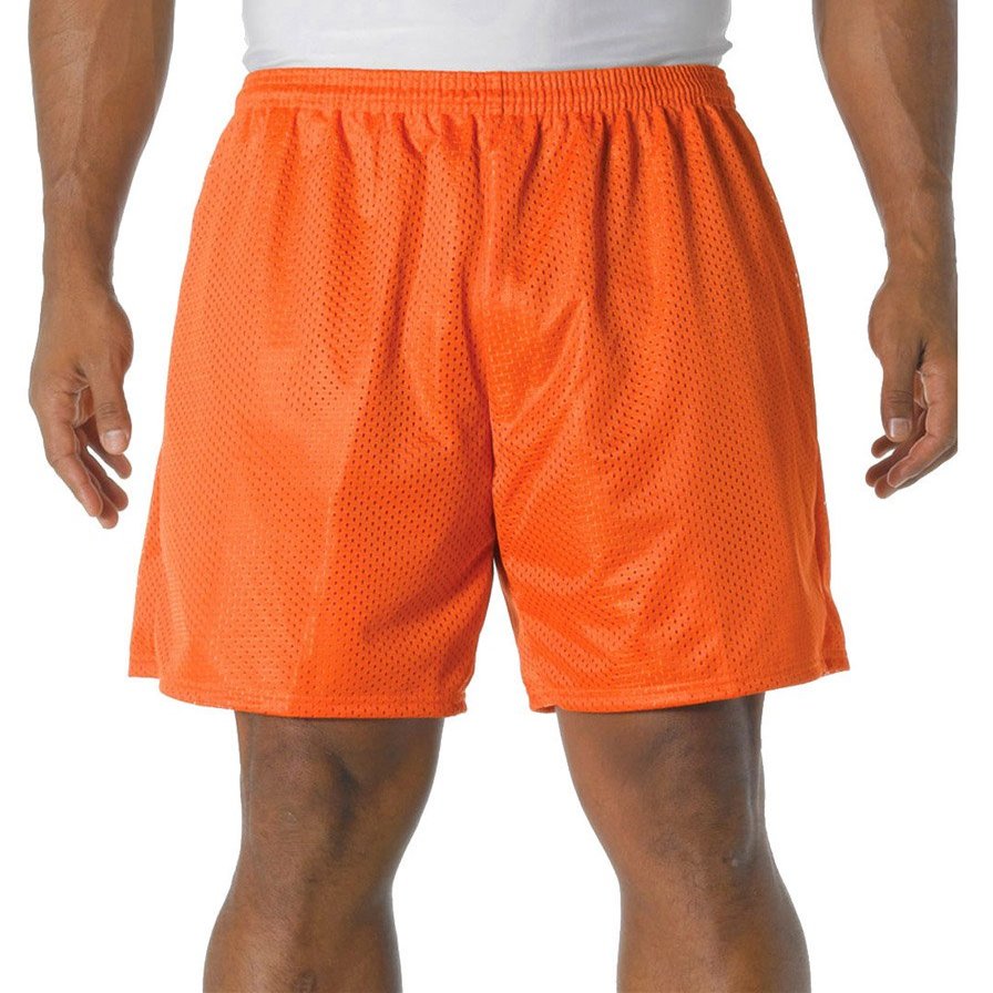 A4 Adult Comfort 7" Lined Tricot Mesh Wicking Short, Athletic Orange, X-Small
