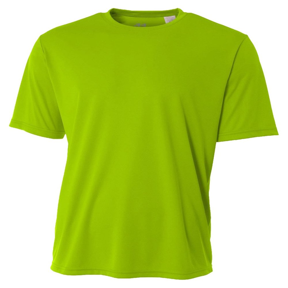 A4 Youth Cooling Performance Crew Neck Interlock T-Shirt, Lime, X-Large