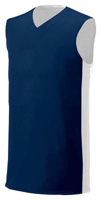 A4 Adult Reversible Moisture Management Muscle, Nvy/Wht, Medium