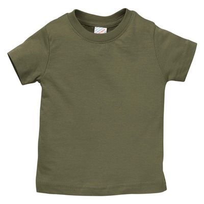 Rabbit Skins Infant Fine Topstitch Ribbed Collar T-Shirt, Military Green, 6M