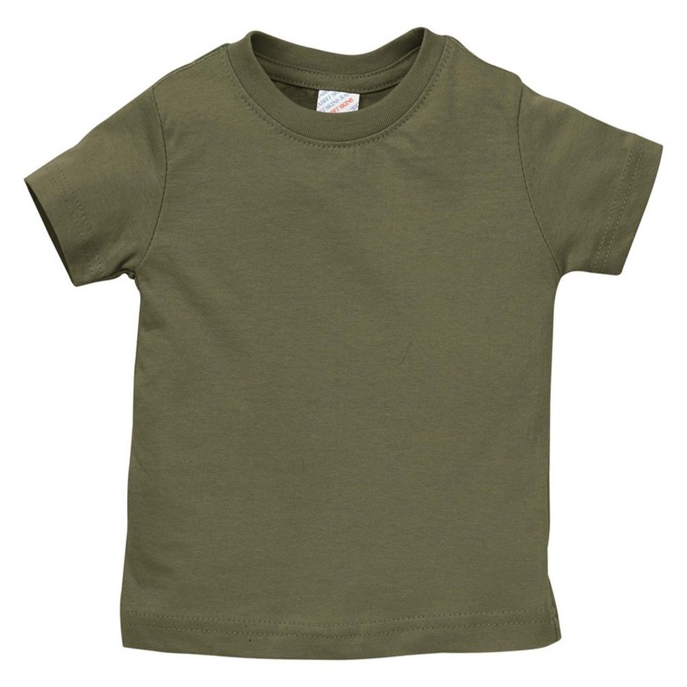 Rabbit Skins Infant Fine Topstitch Ribbed Collar T-Shirt, Military Green, 6M
