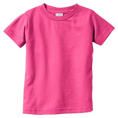 Rabbit Skins Infant Fine Topstitch Ribbed Collar T-Shirt, Hot Pink, 24 Months