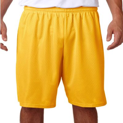 A4 Adult Moisture Wicking Tricot Performance Mesh Short, Gold, Large