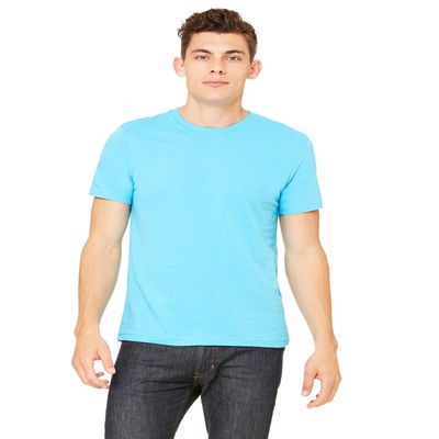 Bella+Canvas Unisex Shoulder Taping Jersey T-Shirt, Aqua, Large