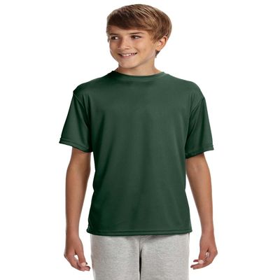 A4 Youth Cooling Performance Crew Neck Interlock T-Shirt, Forest, Large