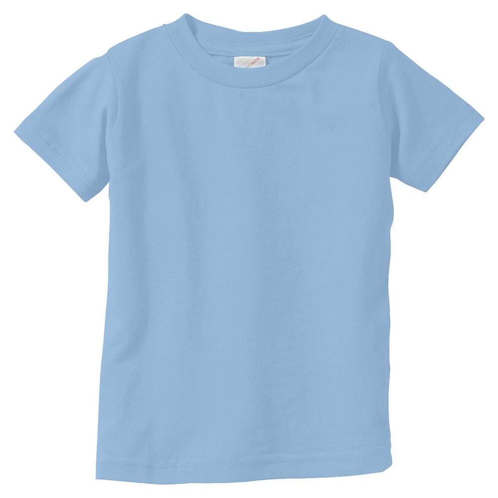 RABBIT SKINS Infant Fine Topstitch Ribbed Collar T-Shirt, Light Blue, 6 Months
