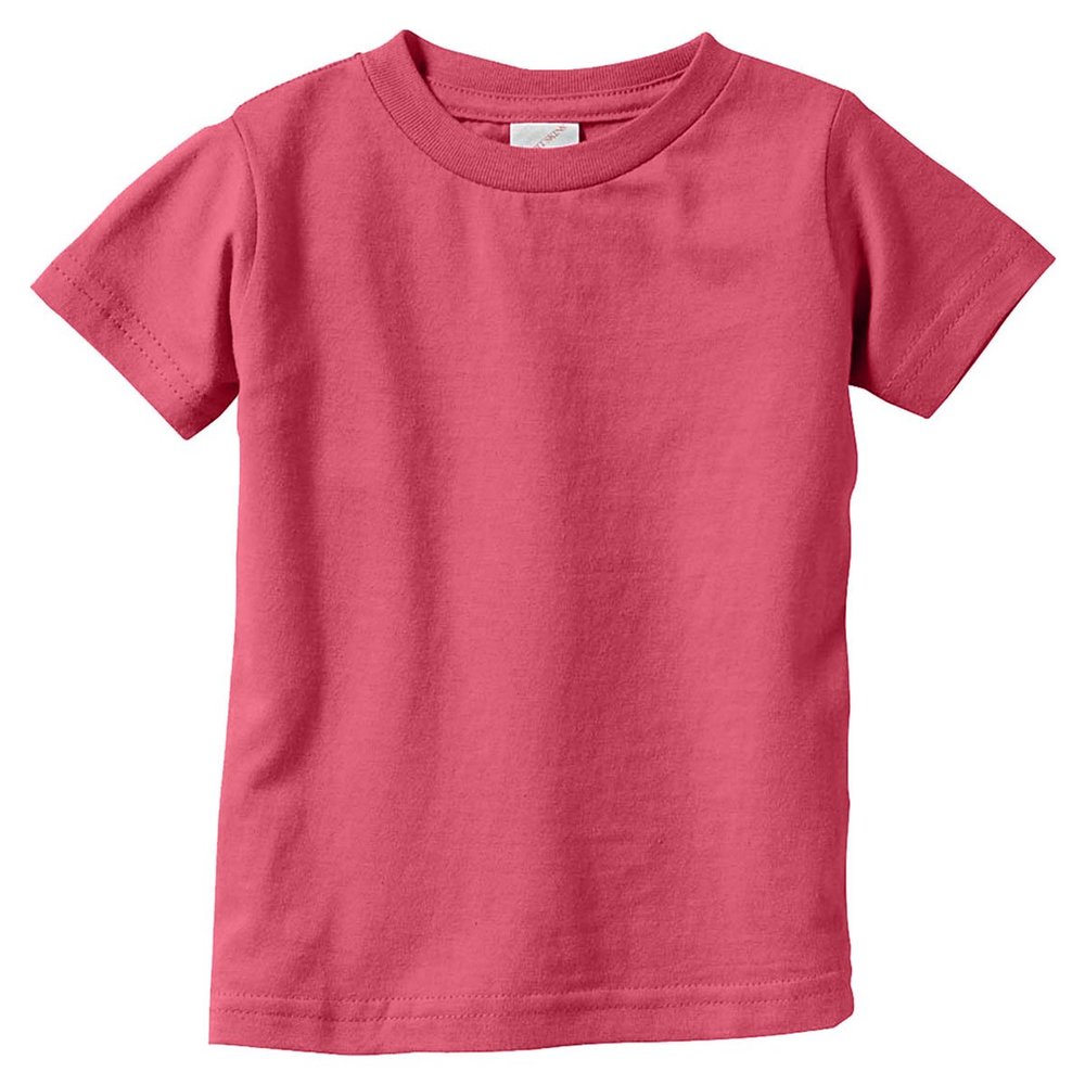 RABBIT SKINS Infant Fine Topstitch Ribbed Collar T-Shirt, Raspberry, 18 Months