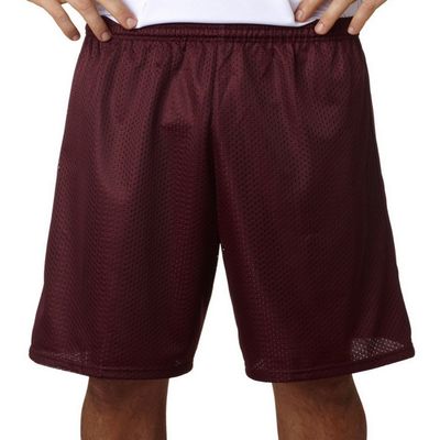 A4 Adult Moisture Wicking Tricot Performance Mesh Short, Maroon, Small