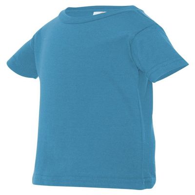RABBIT SKINS Infant Fine Topstitch Ribbed Collar T-Shirt, Turquoise, 24 Months