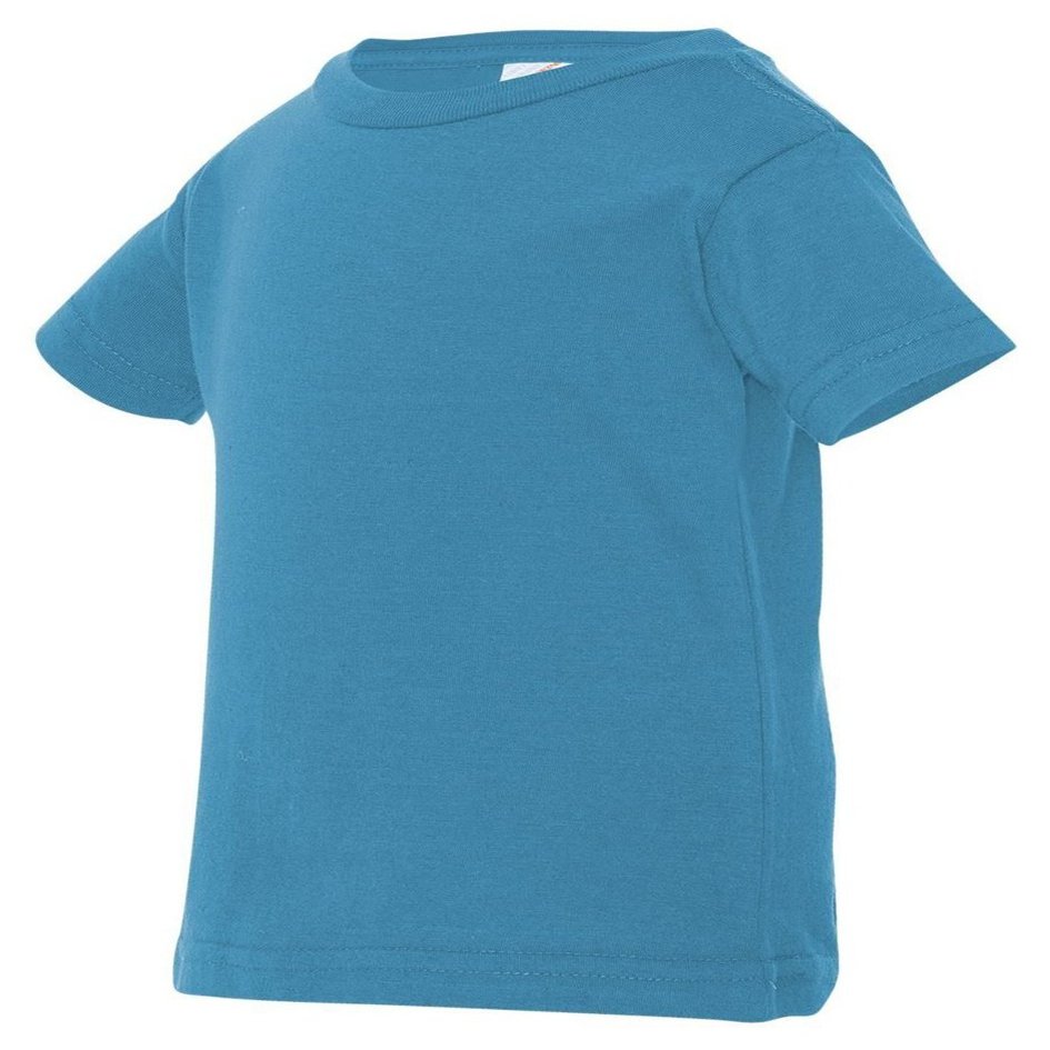 RABBIT SKINS Infant Fine Topstitch Ribbed Collar T-Shirt, Turquoise, 24 Months