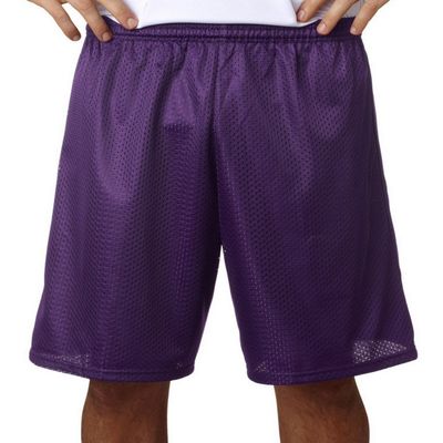 A4 Adult Moisture Wicking Tricot Performance Mesh Short, Purple, Large