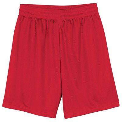 A4 Adult 9" Lined Micromesh Shorts, Scarlet Red, X-Small