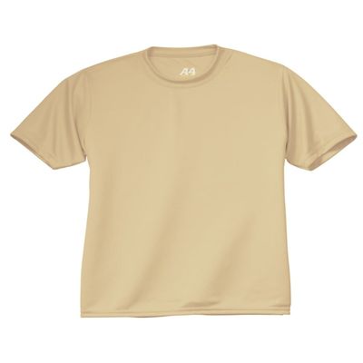 A4 Youth Cooling Performance Crew Neck Interlock T-Shirt, Vegas Gold, Small