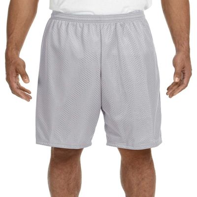 A4 Adult Moisture Wicking Tricot Performance Mesh Short, Silver, Medium