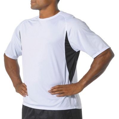 A4 Adult Color Block Performance Interlock T-Shirt, Wht/Blk, XXXX-Large