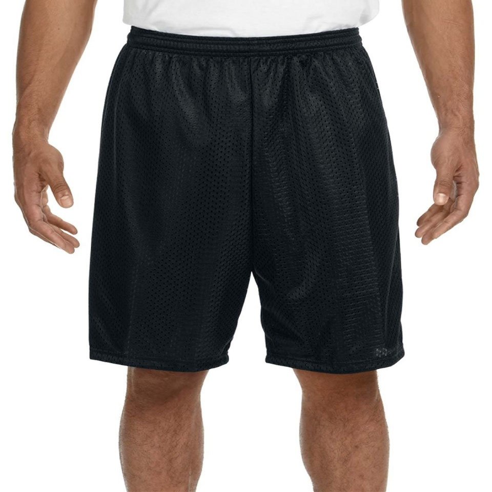 A4 Adult Moisture Wicking Tricot Performance Mesh Short, Blk, XXXX-Large