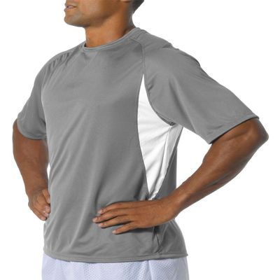 A4 Men's Color Block Performance Interlock T-Shirt, X-Large, Graphite/White