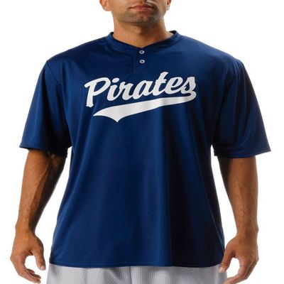 A4 Youth 2-Button Performance Interlock Moisture Henley Shirt, NVY, X-Large
