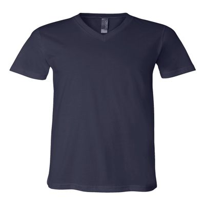 Canvas Bella Comfortable V-Neck Fitted Jersey T-Shirt, NVY, XXX-Large