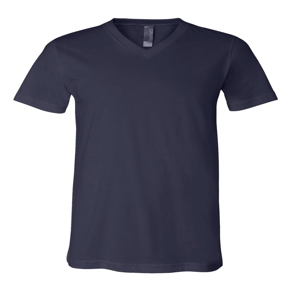Canvas Bella Comfortable V-Neck Fitted Jersey T-Shirt, NVY, XXX-Large