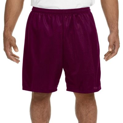 A4 Adult Moisture Wicking Tricot Performance Mesh Short, Maroon, XXX-Large