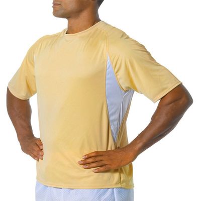 A4 Adult Color Block Performance Interlock T-Shirt, Vegas Gold/Wht, X-Large