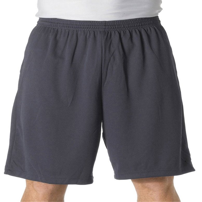 A4 Adult 9" Moisture Management Elastic Waist Pocket Short, Graphite, Large