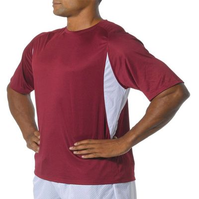 A4 Adult Color Block Performance Interlock T-Shirt, Cardinal/Wht, XXX-Large