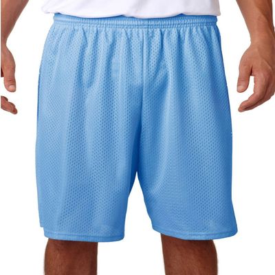 A4 Adult Moisture Wicking Tricot Performance Mesh Short, Light Blue, Medium