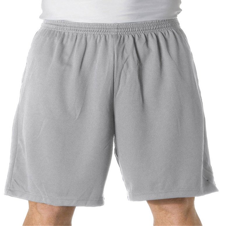 A4 Adult 9" Moisture Management Elastic Waist Pocket Short, Silver, XXX-Large