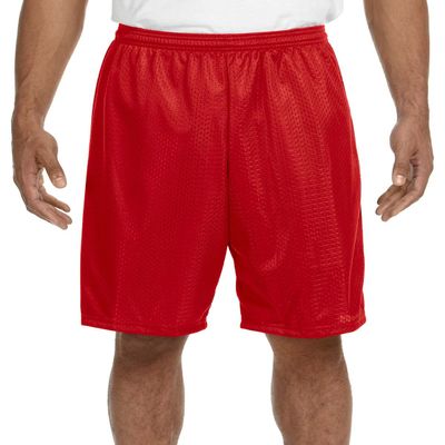 A4 Adult Moisture Wicking Tricot Performance Mesh Short, Scarlet Red, XX-Large