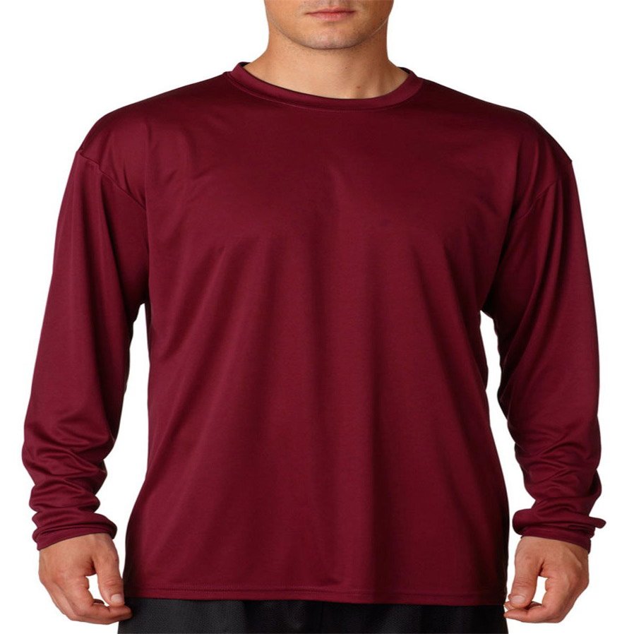 A4 Big Boys' Cooling Moisture Wicking Performance T-Shirt, Maroon, X-Large
