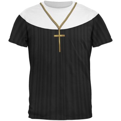 Old Glory Halloween Nun Habit Costume All Over Adult T-Shirt - Large White
