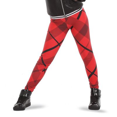 Alexandra Collection Youth Red Plaid Athletic Workout Leggings Red X-Small