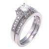 1000 Jewels Sterling Silver 1.48ct Princess-Cut Russian Ice on Fire CZ 2 pc Wedding Ring Set, Epiphany sz 9.0 view 1