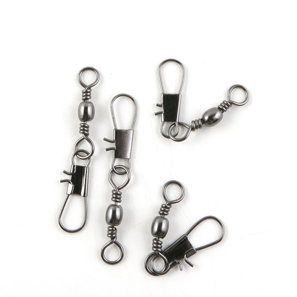 100 Pieces Fishing Swivel Tackle Fly Solid Clip Bulk Lots Wholesale Supplies J0544 Snap Rolling Test 29kg Cross Lock
