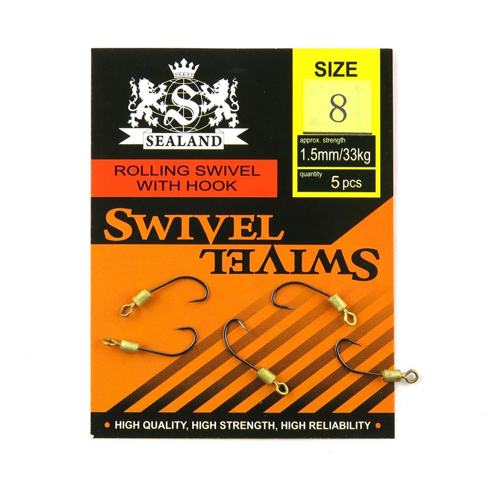 20 Packs (5 pieces hooks per pack) Fishing Swivel Tackle Fly Solid Clip Bulk Lots Wholesale Supplies B0251 Rolling with Hook #8