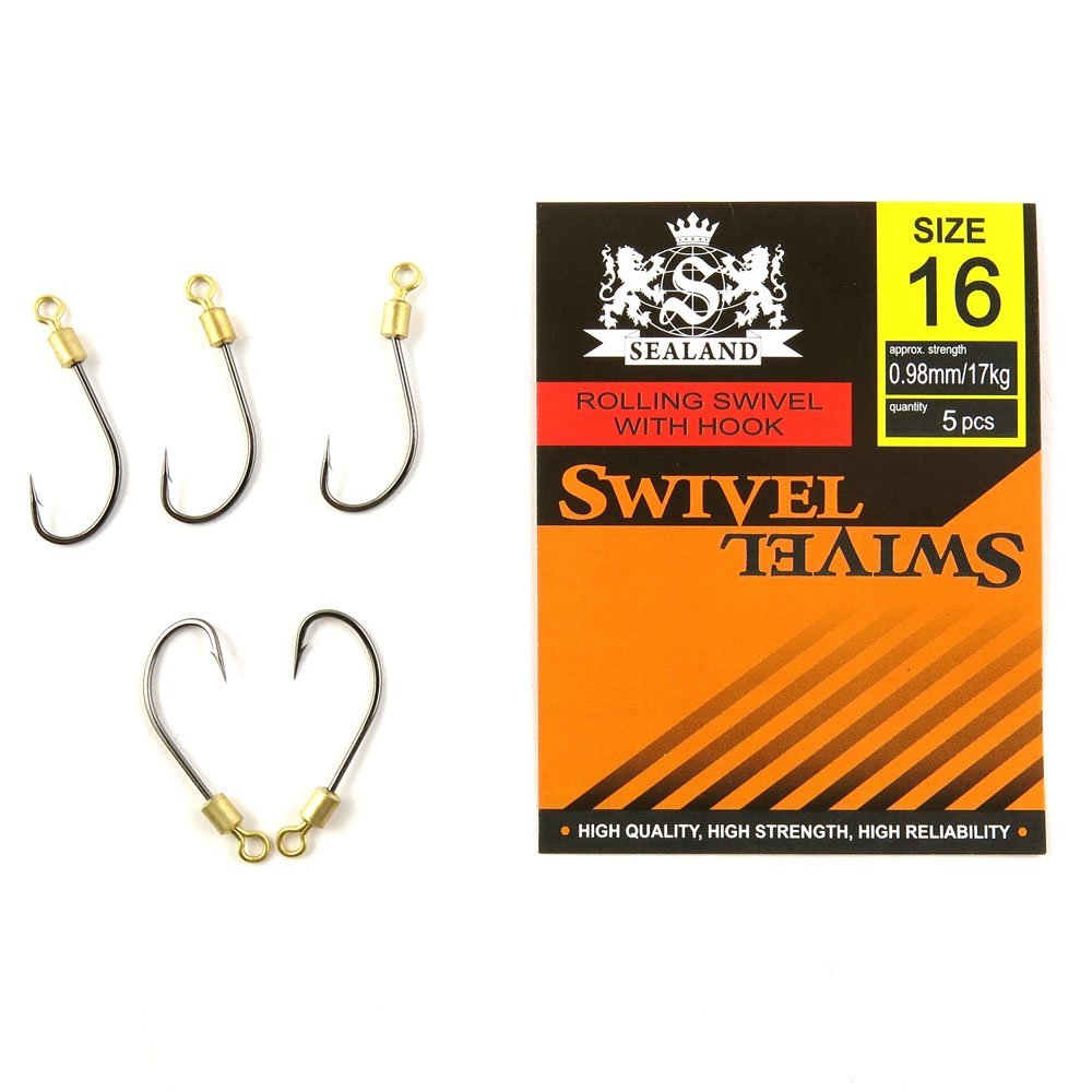 20 Packs (5 pieces hooks per pack) Fishing Swivel Tackle Fly Solid Clip Bulk Lots Wholesale Supplies N0252 Rolling with Hook 16#
