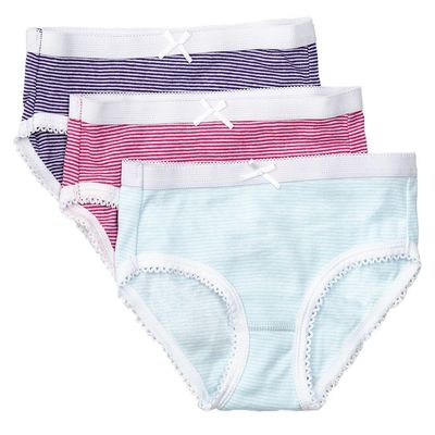 Feathers Girls Multi Stripe Snug Fit Tagless Briefs Underwear - 100% Cotton Super Soft Panties, 10