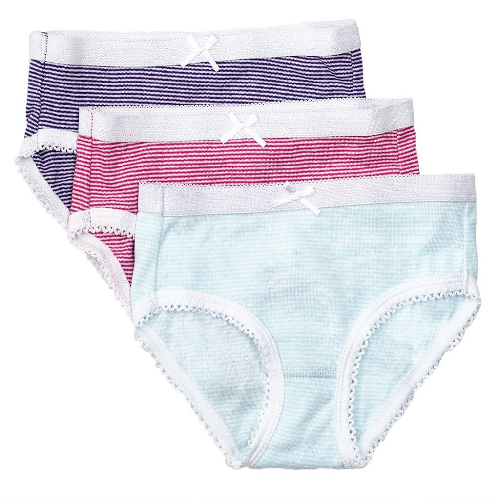 Feathers Girls Multi Stripe Snug Fit Tagless Briefs Underwear - 100% Cotton Super Soft Panties, 10