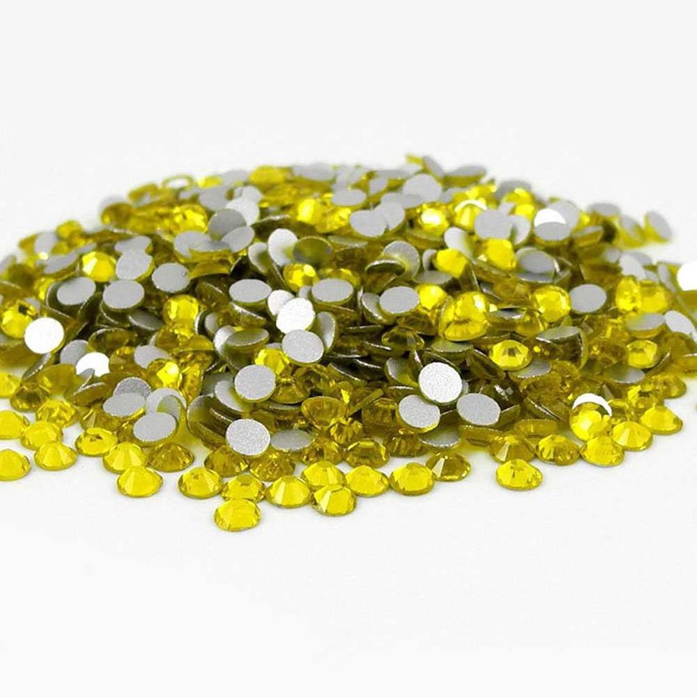 1400 pcs Rhinestone Crystal Glass A Flatback Round Gems Embellishments BYLX0 Lemon Yellow Tartrazine